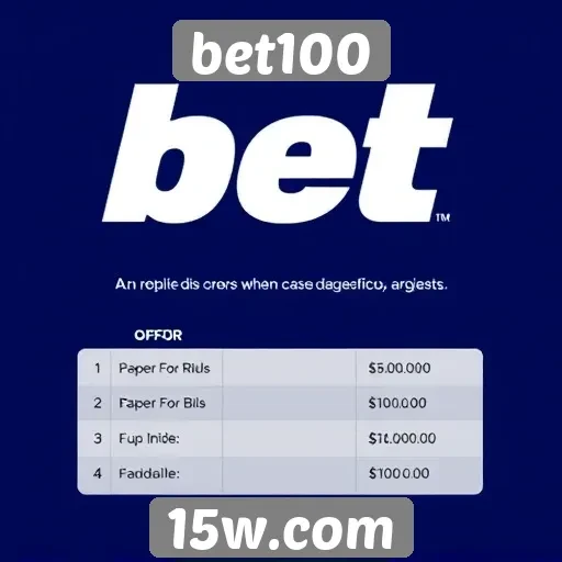 Ofertas promocionais disponíveis na bet100